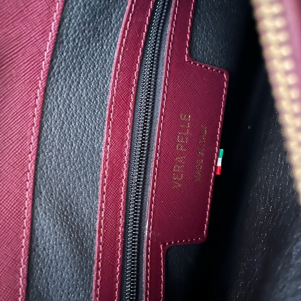Vera pelle Italy handmade burgundy leather handbag - Picture 10 of 12